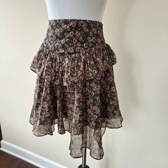 Walter Baker Becca Ruffled Floral Mini Skirt Size 4 - Picture 3 of 12